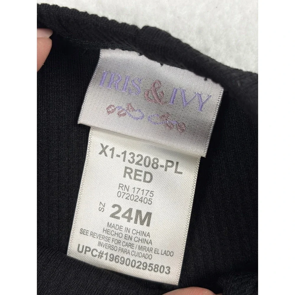 Iris & Ivy Baby Girls Black Ribbed Leggings Lettuce Edge Pants NWT 24M